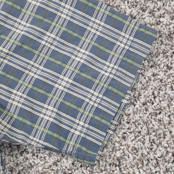 Eddie Bauer Blue & Green Plaid Short Sleeve Button Up Shirt Men's Large Tall - Picture 6 of 11